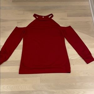 Long sleeve cut up top with bare shoulders